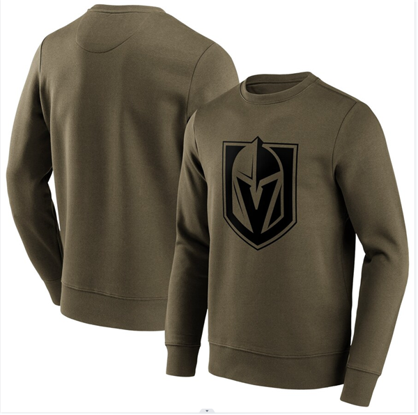 Men's Vegas Golden Knights Khaki Iconic Preferred Logo Graphic Crew Sweatshirt Men's Vegas Golden Knights Khaki Iconic Preferred Logo Graphic Crew Sweatshirt